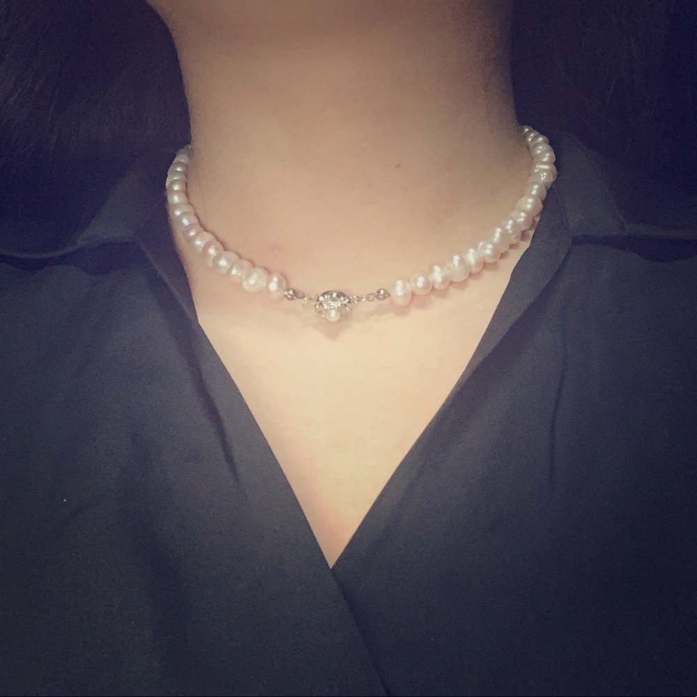 Pearl Flower Choker Necklace